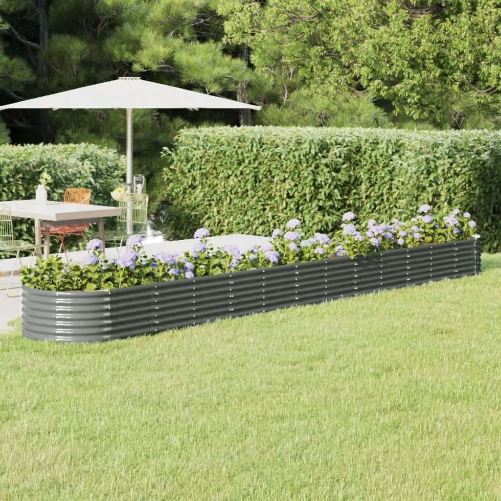 Garden Raised Bed Galvanized Steel 201.6"x31.5"x14.2" Gray