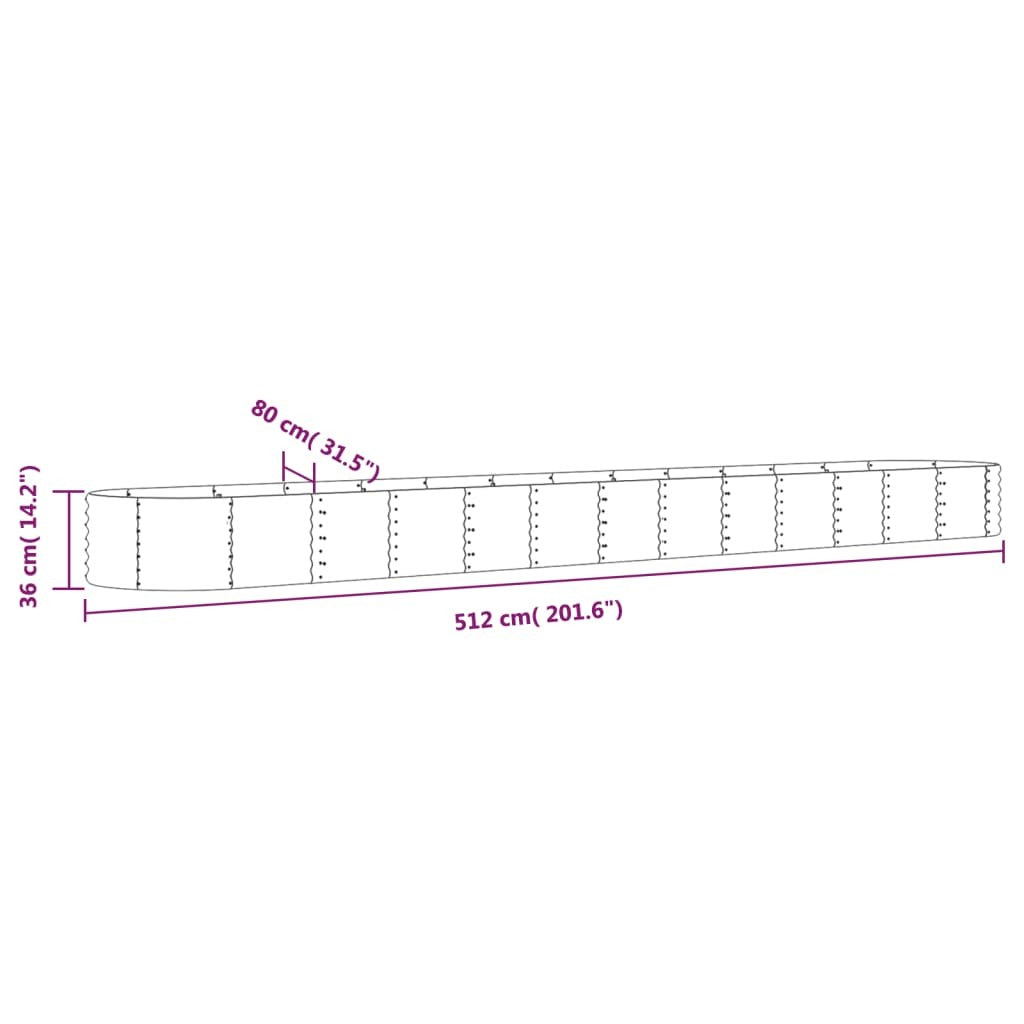 Garden Raised Bed Galvanized Steel 201.6"x31.5"x14.2" Gray