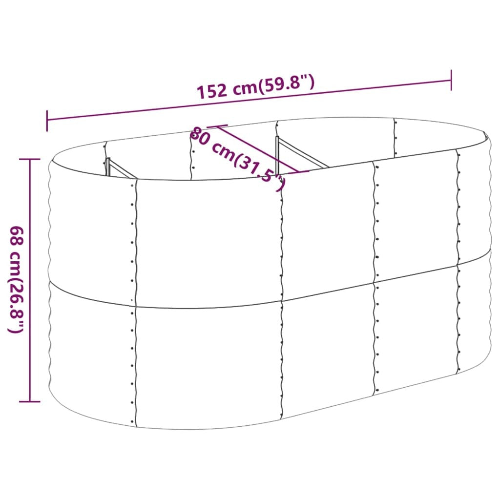 Garden Raised Bed Galvanized Steel 59.8"x31.5"x26.8" Gray