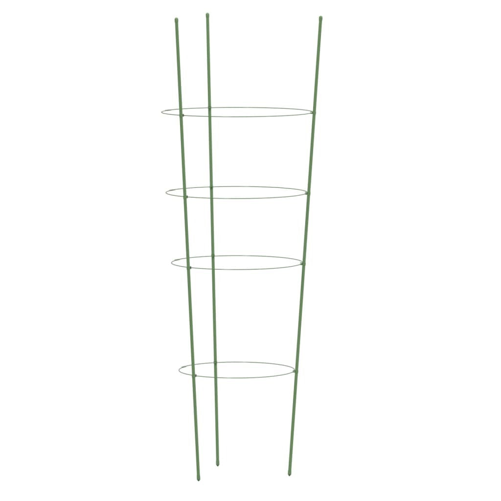 Garden Plant Supports with 4 Rings 5 pcs Green 35.4" Steel