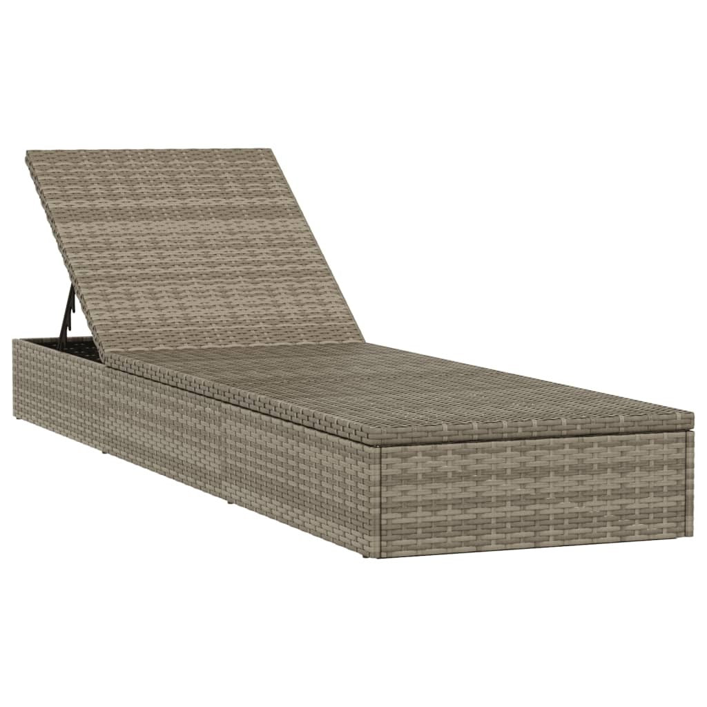 Sunbed 1 pc with Cushion Gray 79.1"x21.7"x24.4" Poly Rattan