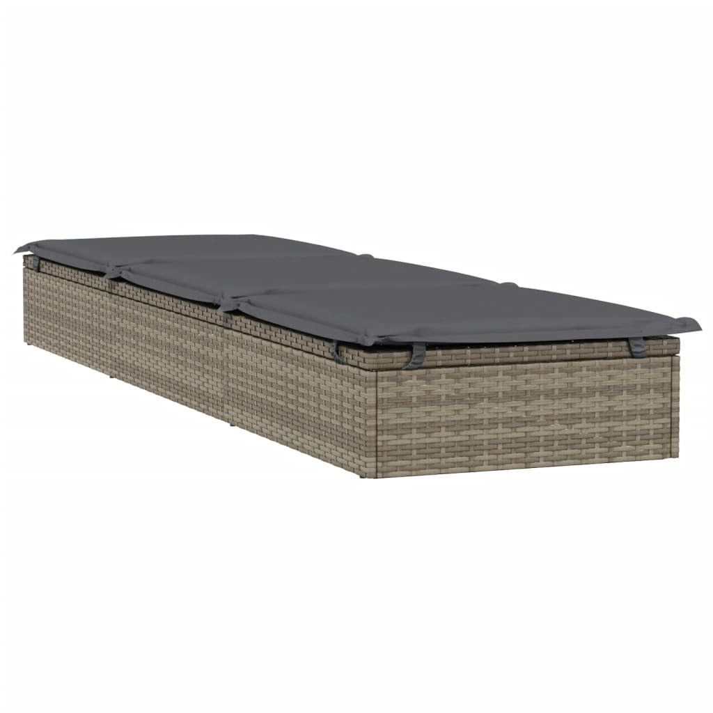 Sunbed 1 pc with Cushion Gray 79.1"x21.7"x24.4" Poly Rattan