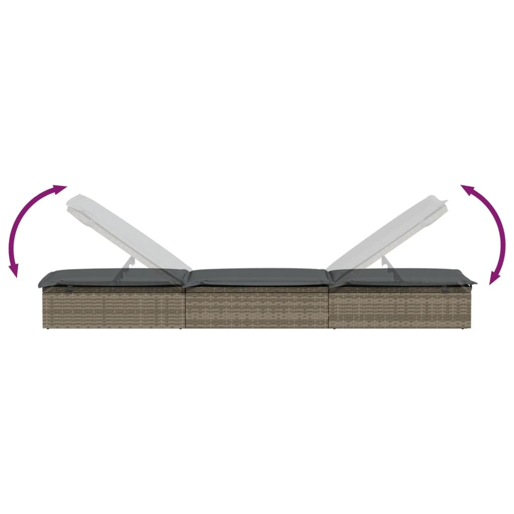 Sunbed 1 pc with Cushion Gray 79.1"x21.7"x24.4" Poly Rattan