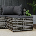 Patio Footrest with Cushion Gray Poly Rattan