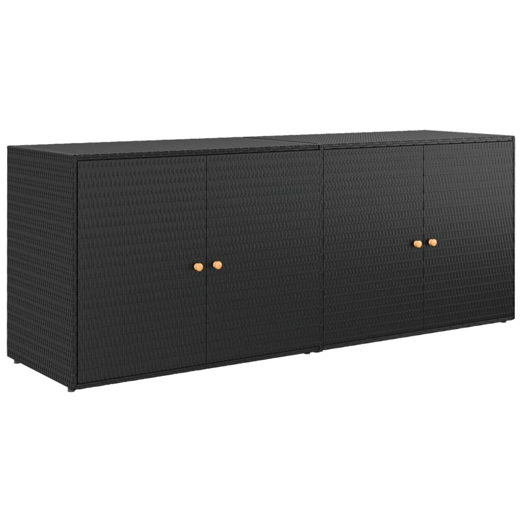 Garden Storage Cabinet Black 78.0x21.9x31.5" Poly Rattan