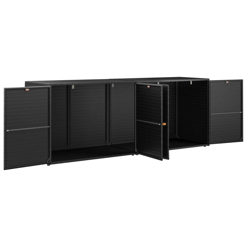 Garden Storage Cabinet Black 78.0x21.9x31.5" Poly Rattan