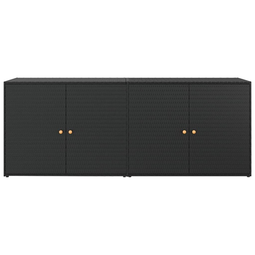 Garden Storage Cabinet Black 78.0x21.9x31.5" Poly Rattan