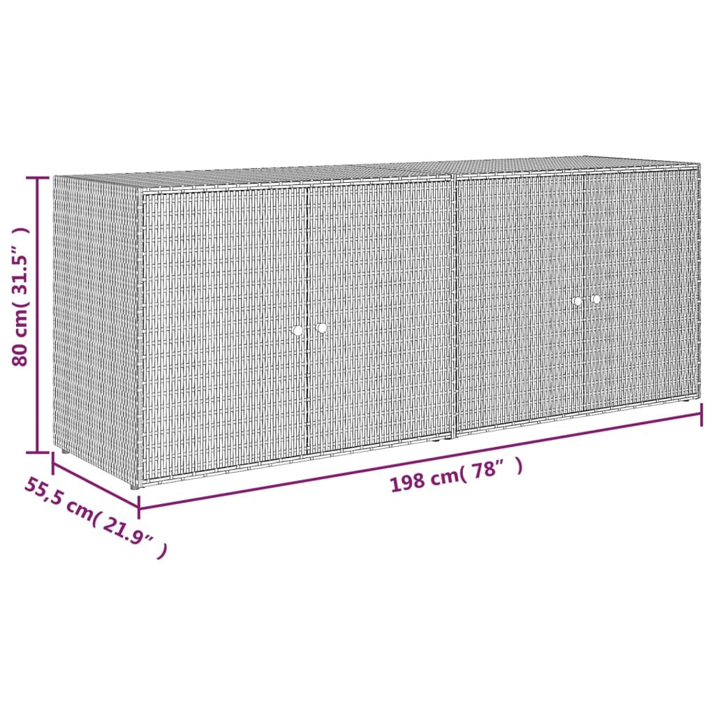 Garden Storage Cabinet Black 78.0x21.9x31.5" Poly Rattan