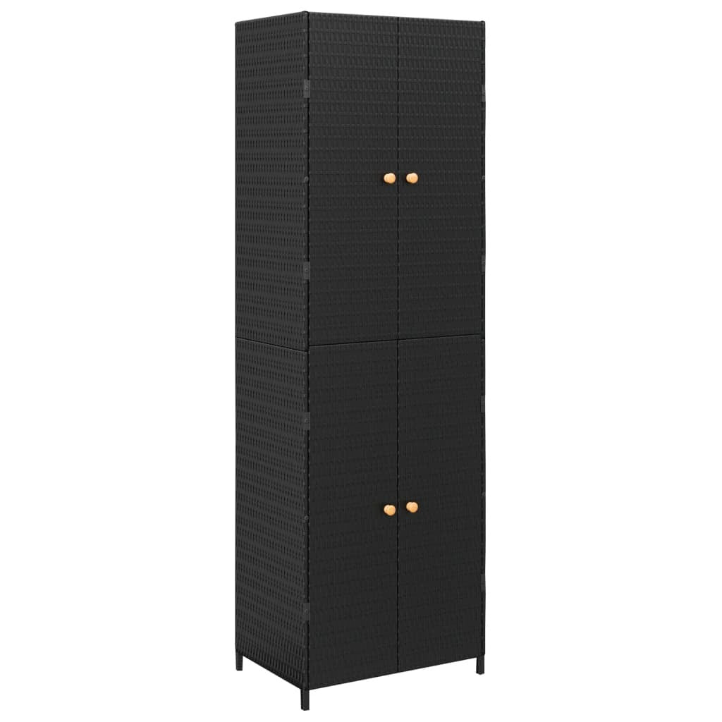 Garden Storage Cabinet Black 23.2"x15.7"x70.9" Poly Rattan
