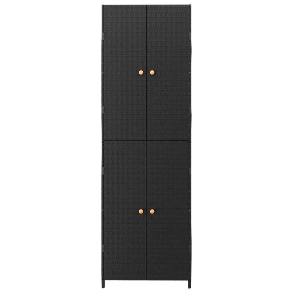 Garden Storage Cabinet Black 23.2"x15.7"x70.9" Poly Rattan