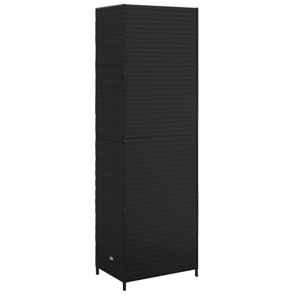 Garden Storage Cabinet Black 23.2"x15.7"x70.9" Poly Rattan