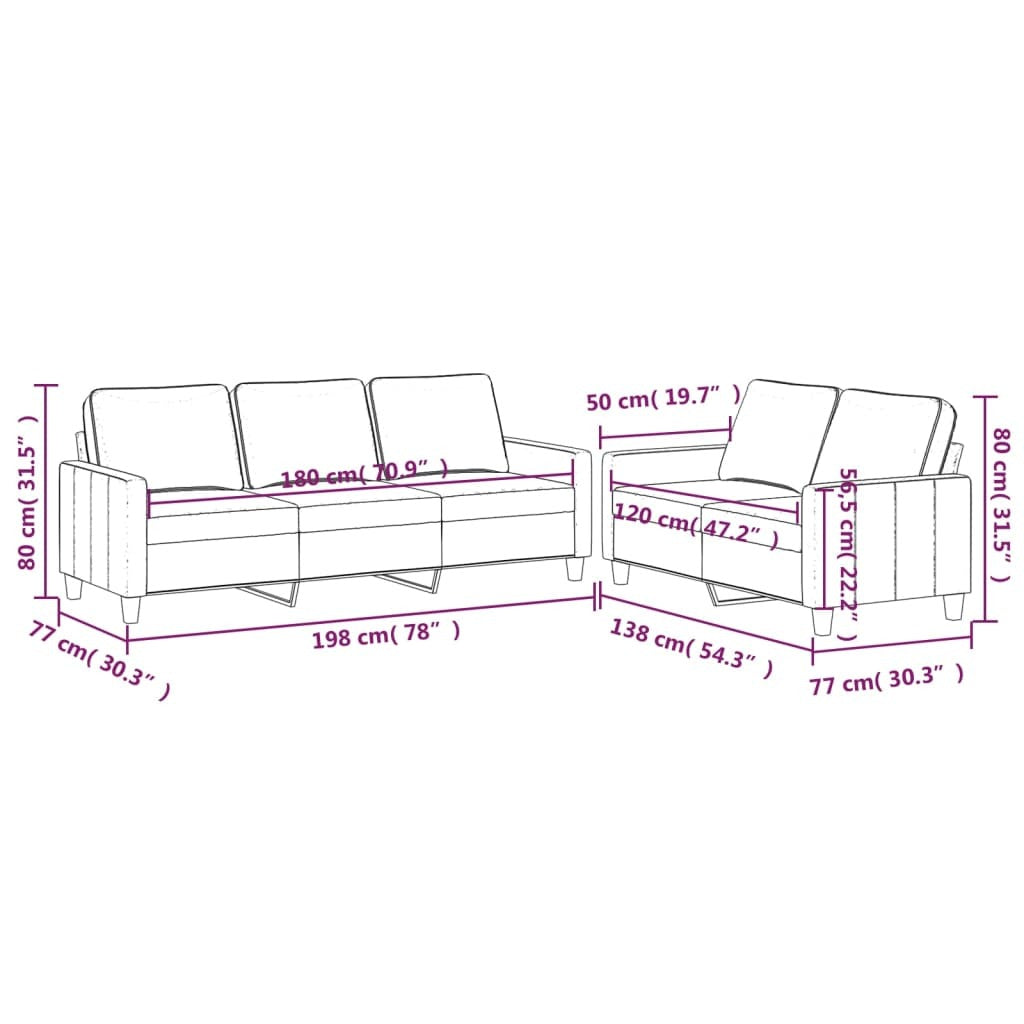 2 Piece Sofa Set with Cushions Dark Gray Velvet