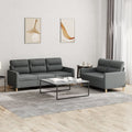 2 Piece Sofa Set with Cushions Dark Gray Fabric