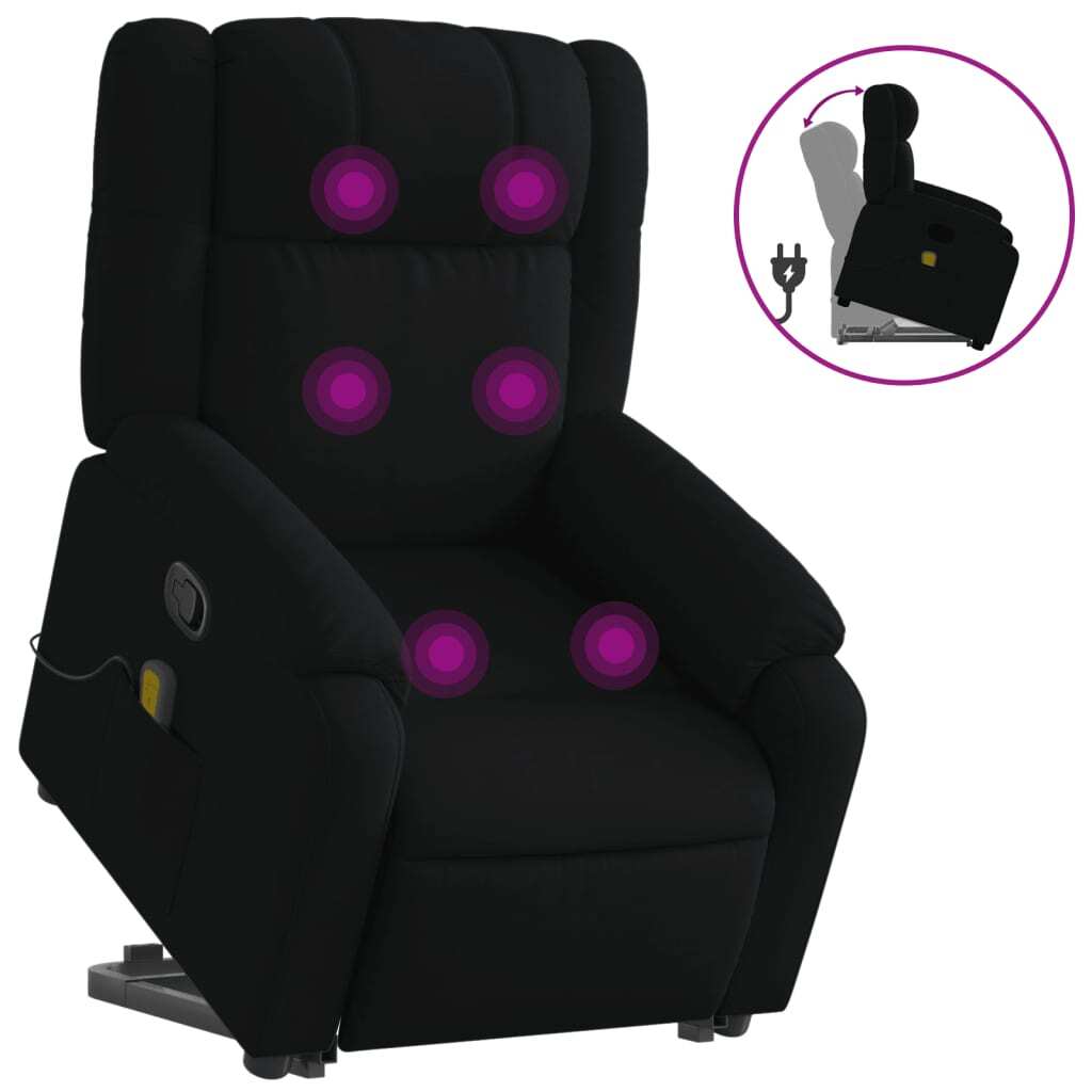 Stand up Massage Recliner Chair Black Fabric