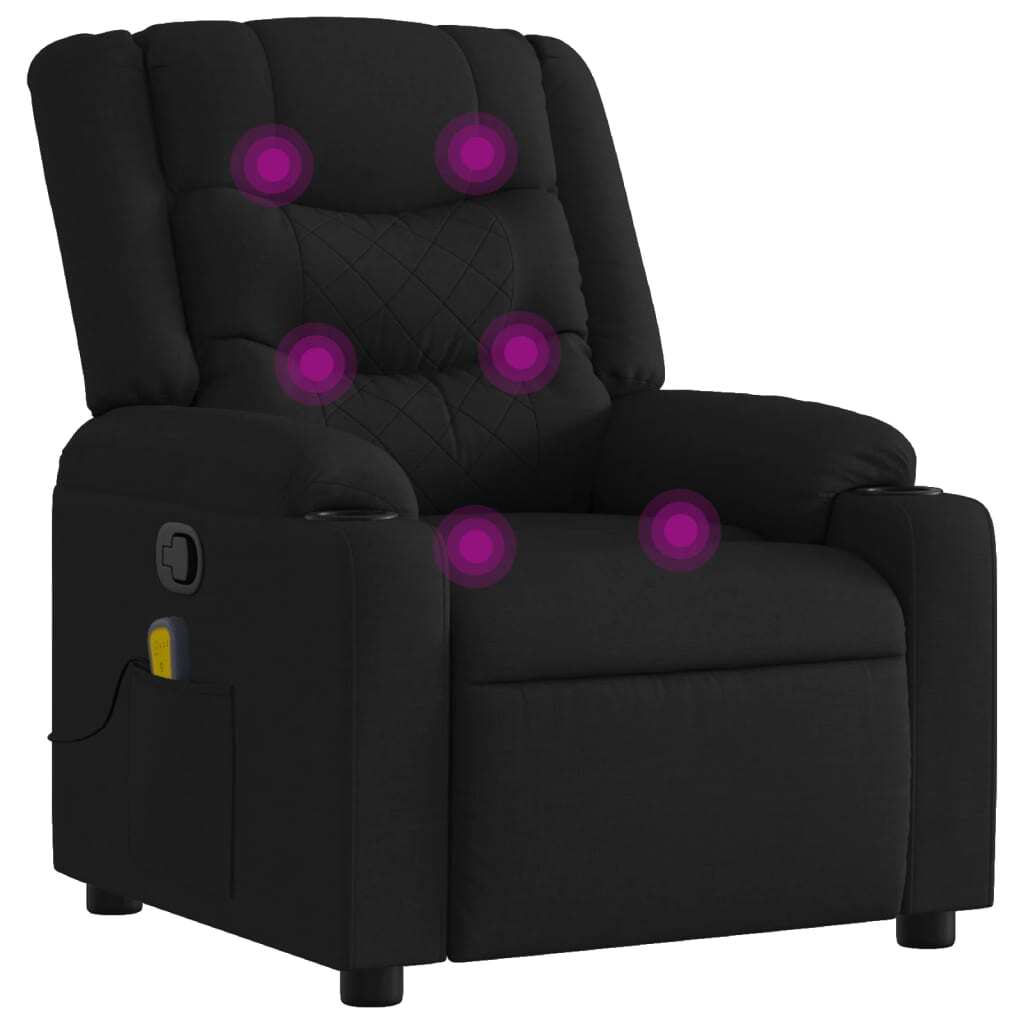 Massage Recliner Chair Black Fabric