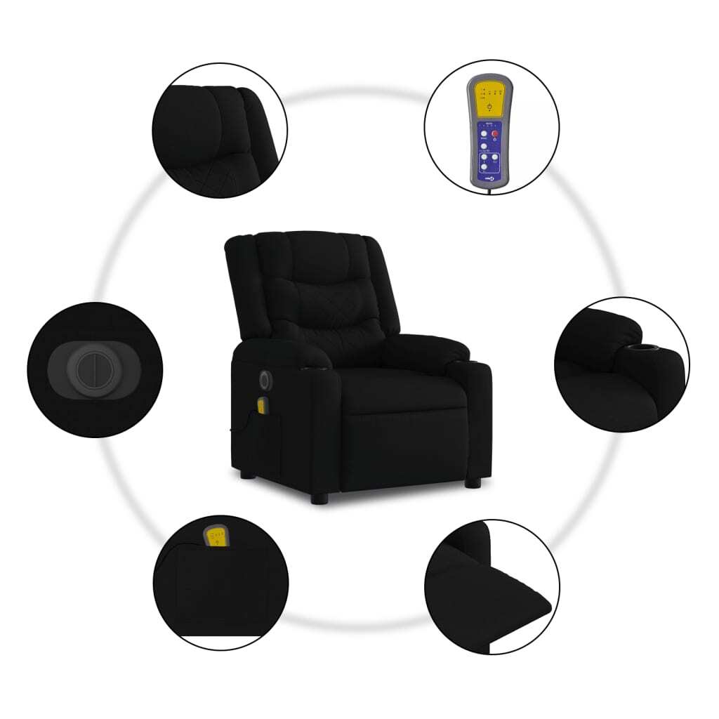Electric Massage Recliner Chair Black Fabric