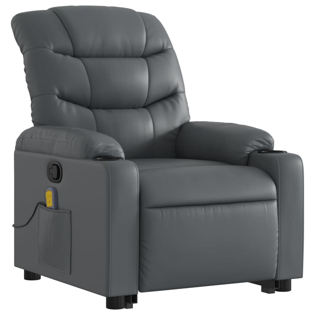 Stand up Massage Recliner Chair Gray Faux Leather