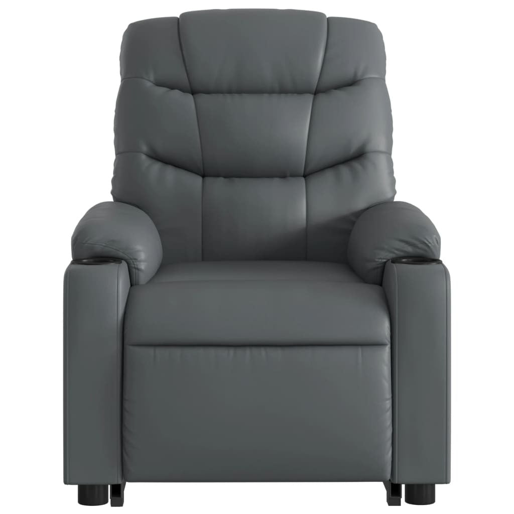 Stand up Massage Recliner Chair Gray Faux Leather