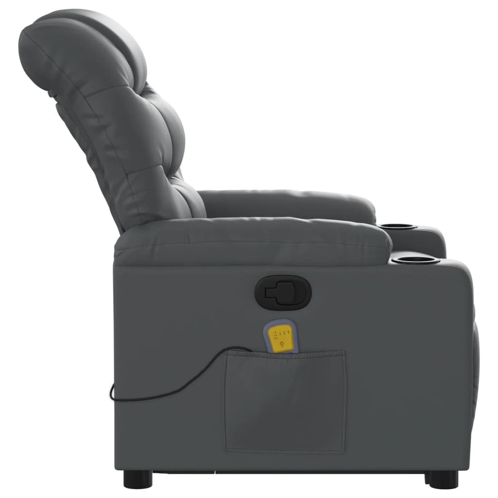 Stand up Massage Recliner Chair Gray Faux Leather