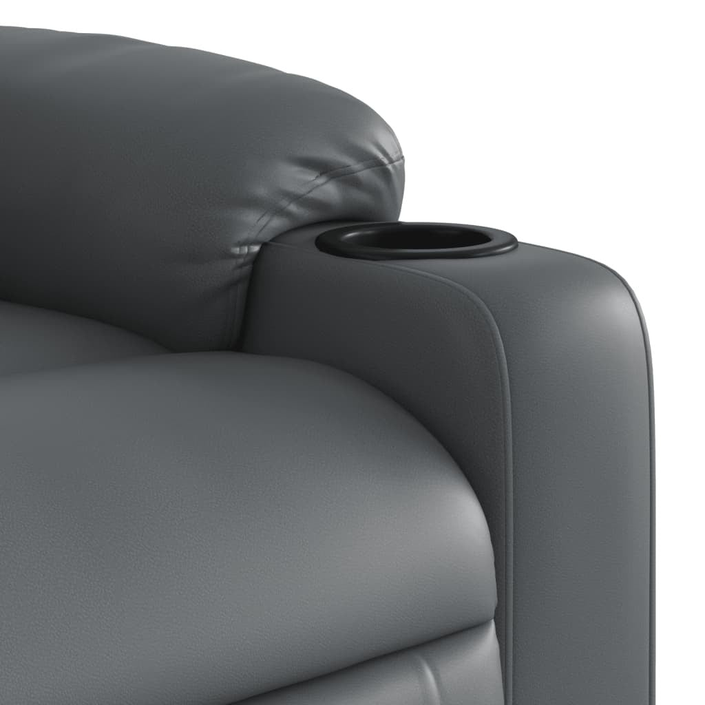 Stand up Massage Recliner Chair Gray Faux Leather