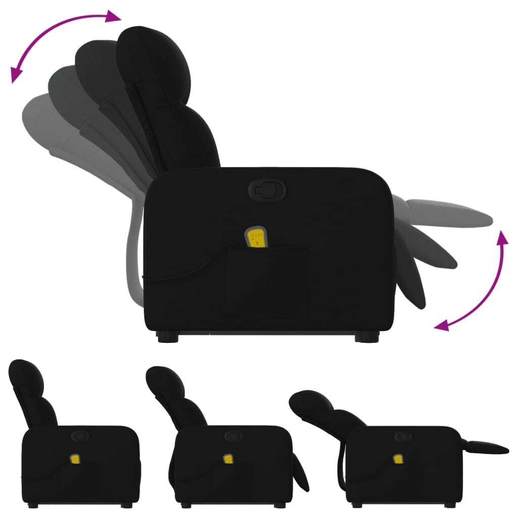 Stand up Massage Recliner Chair Black Fabric