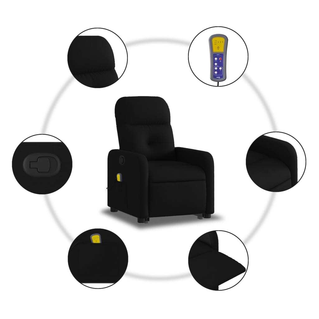 Stand up Massage Recliner Chair Black Fabric