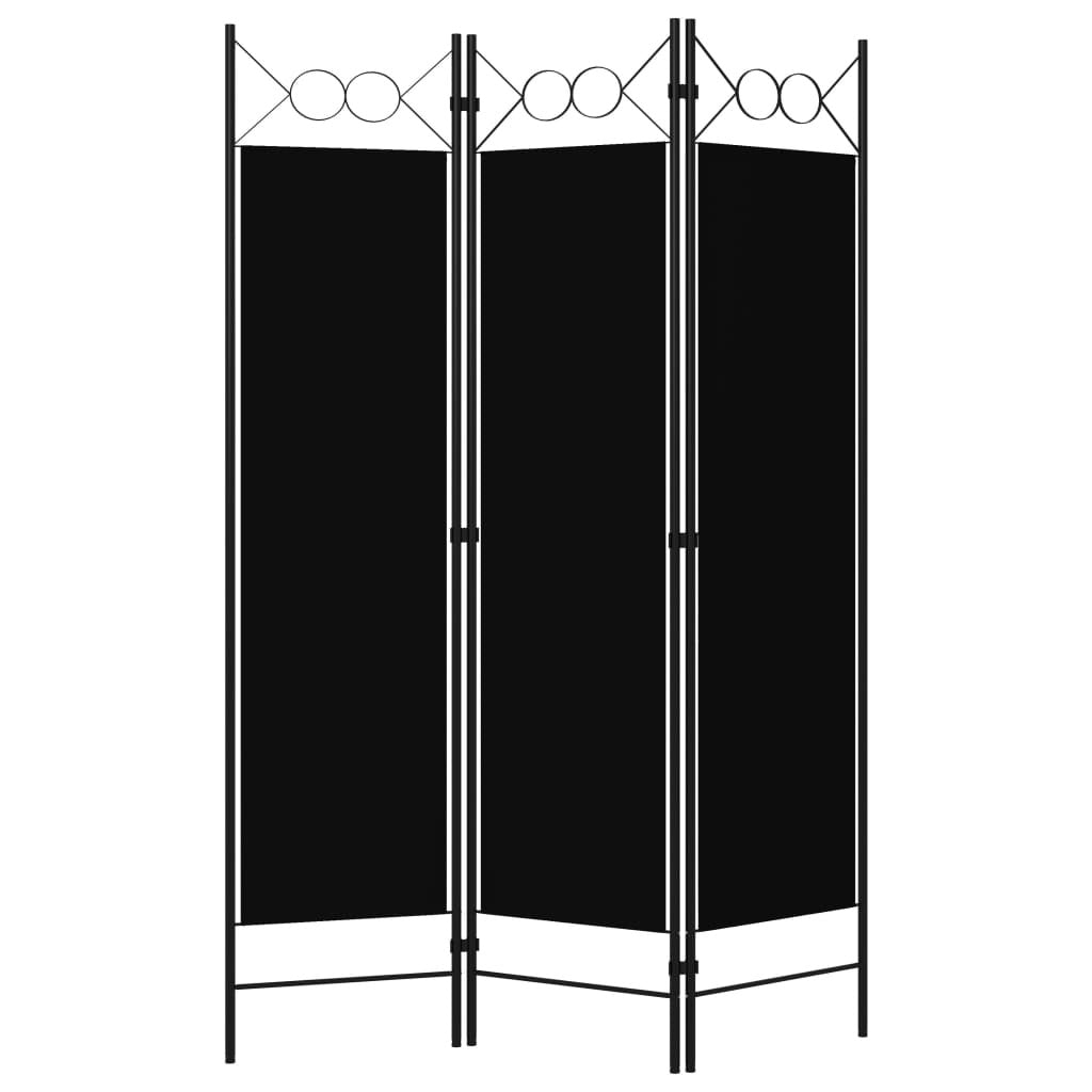3-Panel Room Divider Black 47.2"x70.9