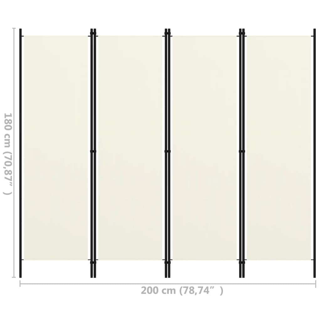 4-Panel Room Divider White 78.7"x70.9