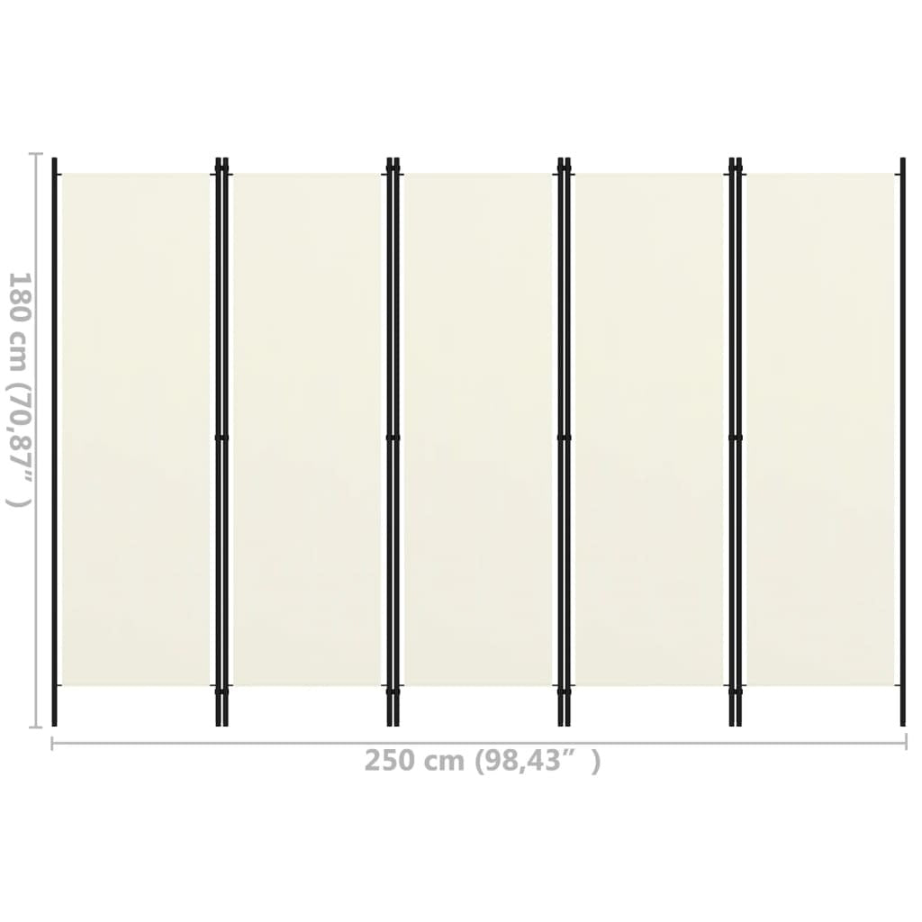 5-Panel Room Divider White 98.4"x70.9