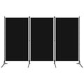 3-Panel Room Divider Black 102.4"x70.9" Fabric