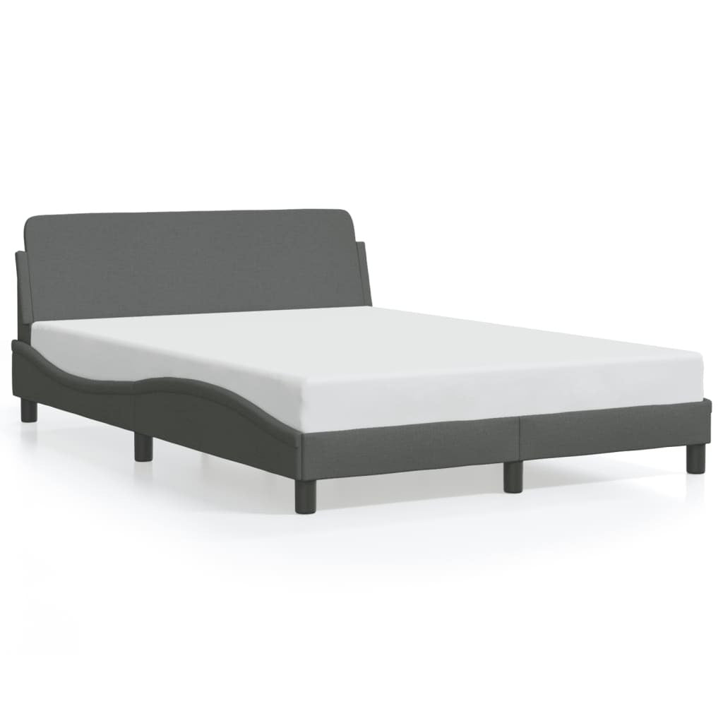 Bed Frame "Dover" Dark Gray 53.9"x74.8" Fabric