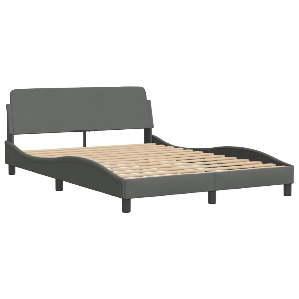 Bed Frame "Dover" Dark Gray 53.9"x74.8" Fabric