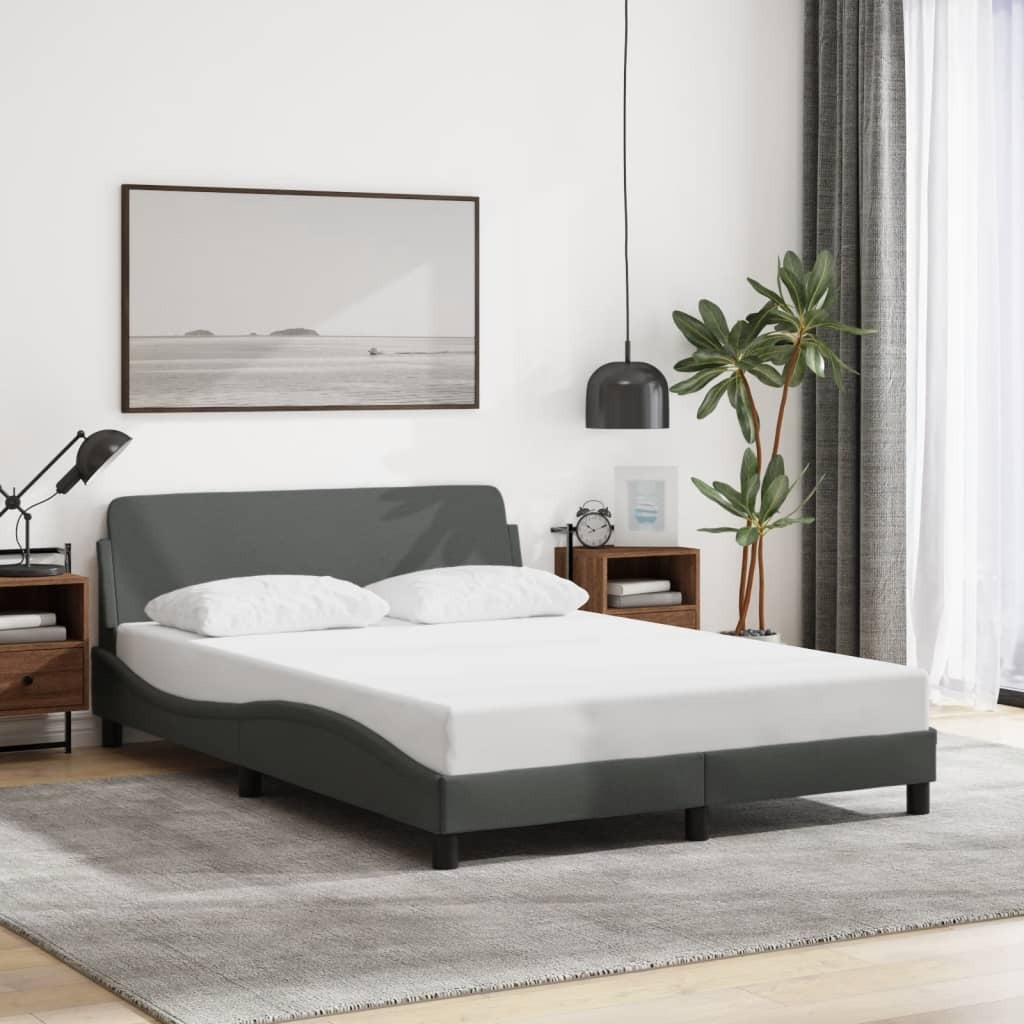 Bed Frame "Dover" Dark Gray 53.9"x74.8" Fabric