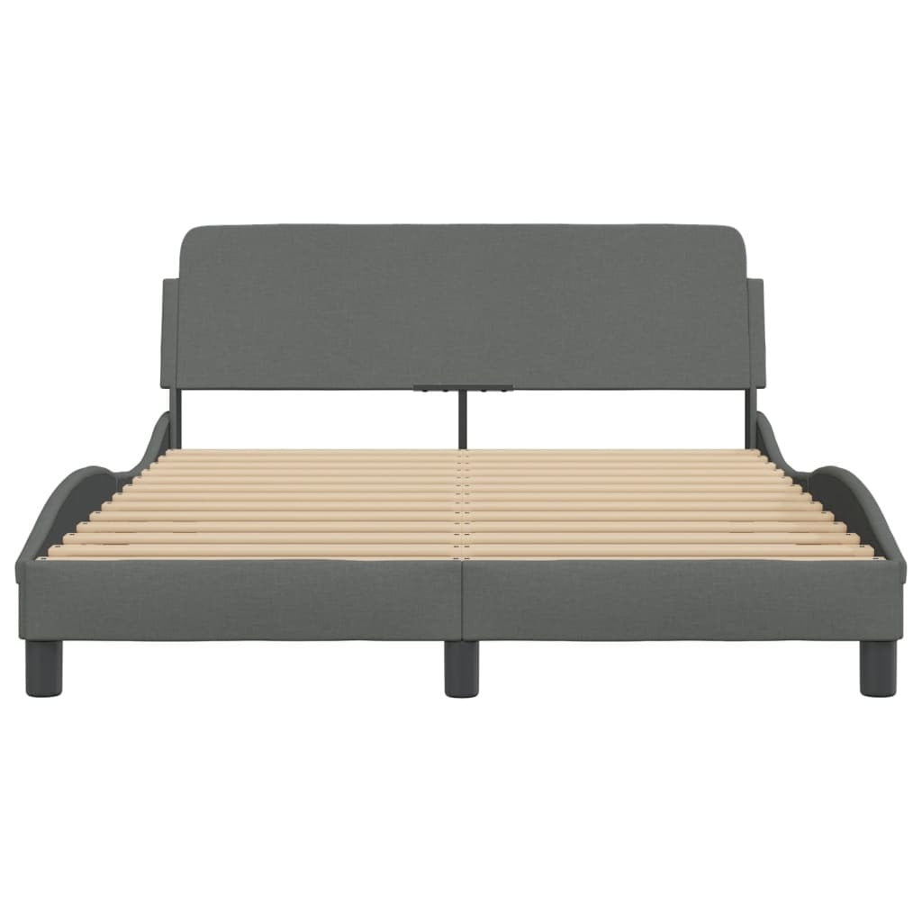 Bed Frame "Dover" Dark Gray 53.9"x74.8" Fabric