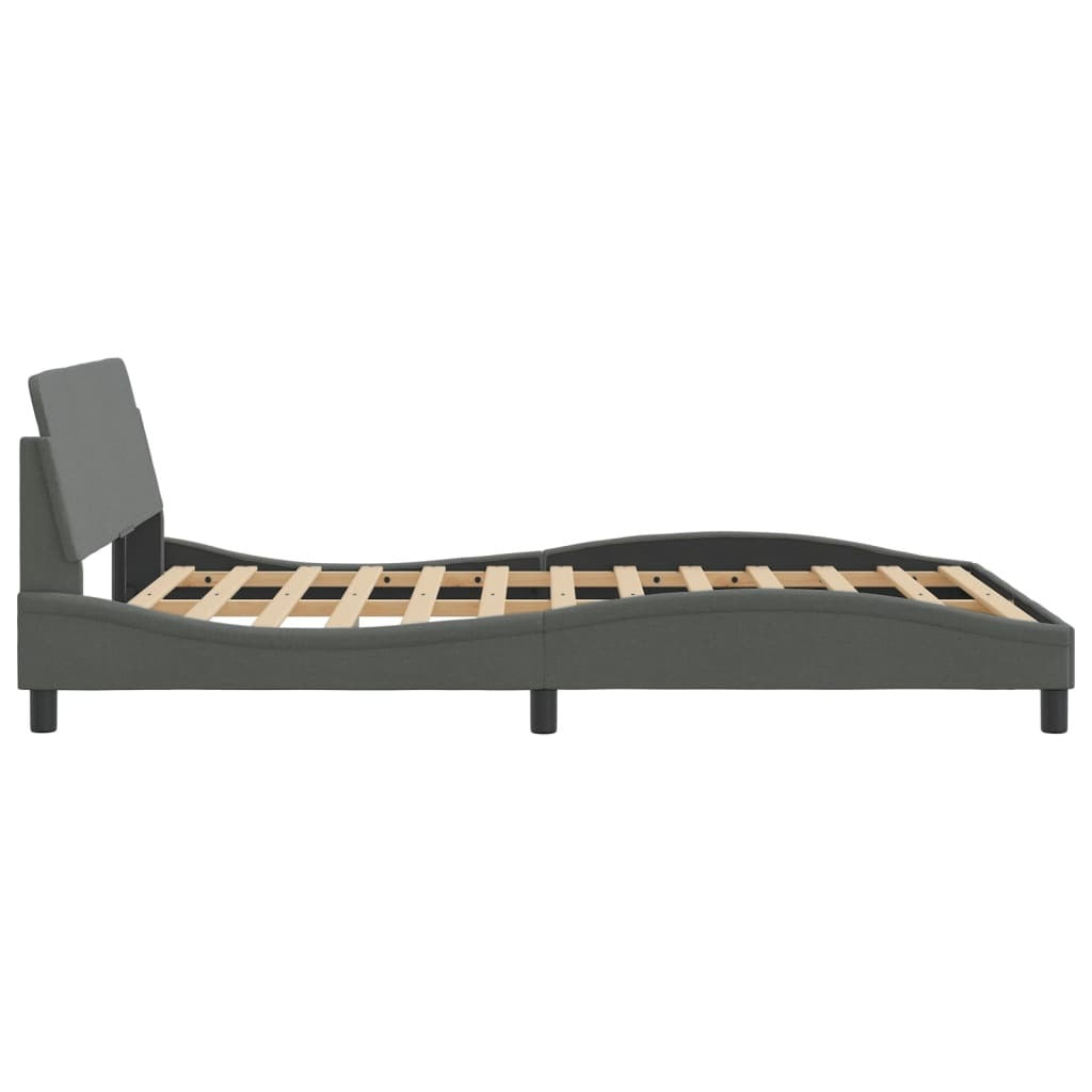Bed Frame "Dover" Dark Gray 53.9"x74.8" Fabric