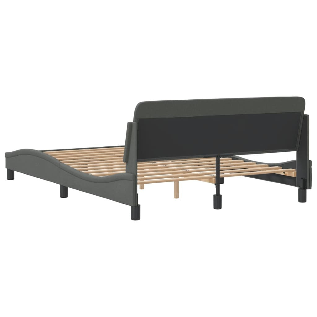 Bed Frame "Dover" Dark Gray 53.9"x74.8" Fabric