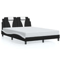 Bed Frame "Viana" without Mattress Black and White 53.9"x74.8" Faux Leather