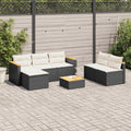 5 Piece Patio Sofa Set with Cushions Black Poly Rattan Acacia