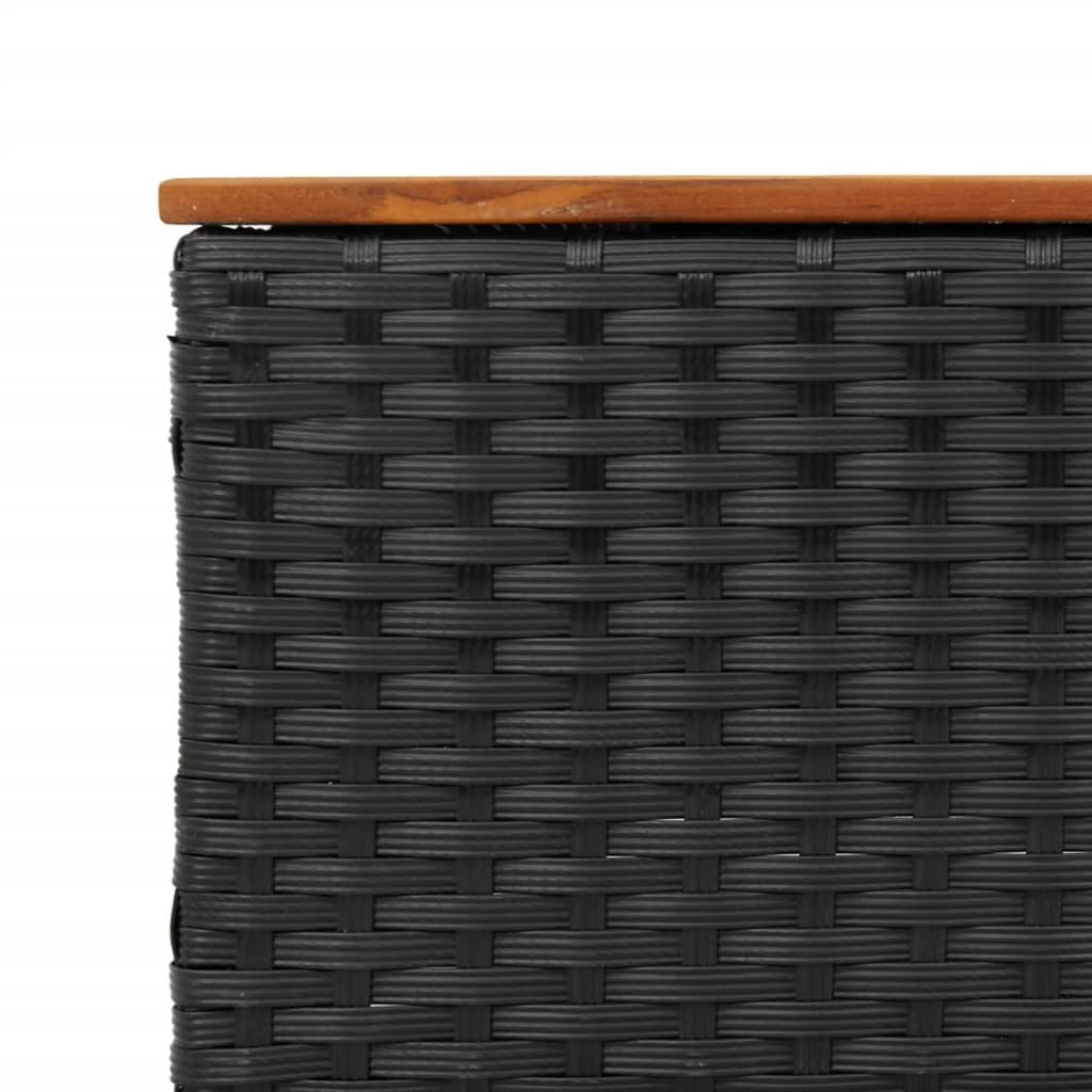 5 Piece Patio Sofa Set with Cushions Black Poly Rattan Acacia