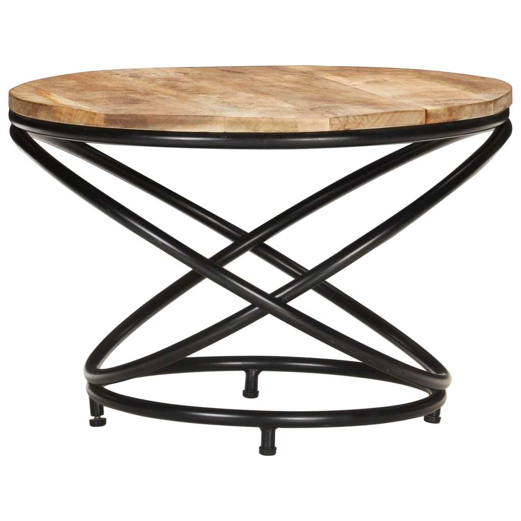 Coffee Table Black 23.6"x23.6"x15.7" Solid Rough Mango Wood