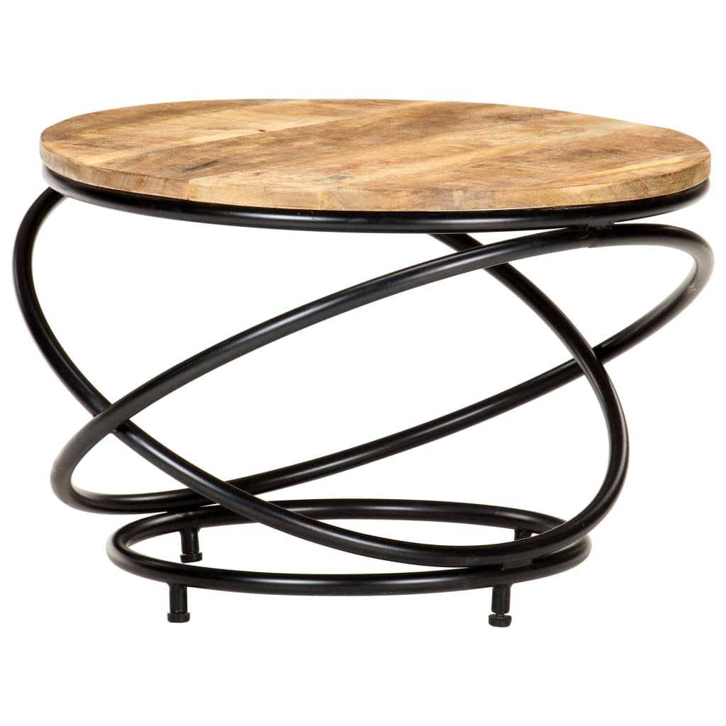 Coffee Table Black 23.6"x23.6"x15.7" Solid Rough Mango Wood