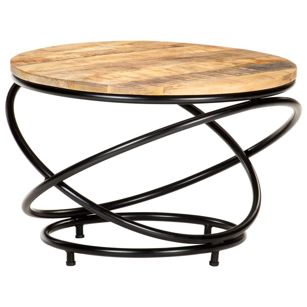 Coffee Table Black 23.6"x23.6"x15.7" Solid Rough Mango Wood