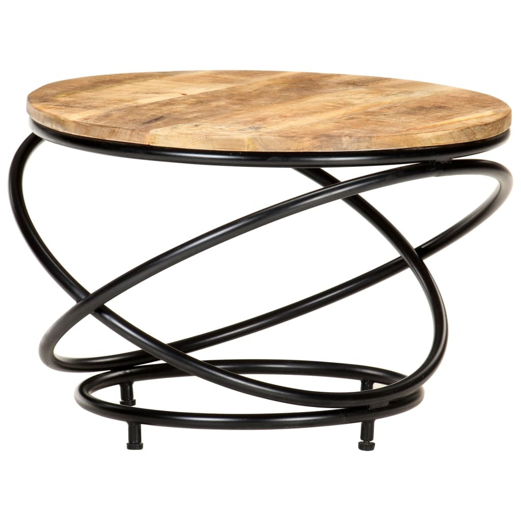 Coffee Table Black 23.6"x23.6"x15.7" Solid Rough Mango Wood