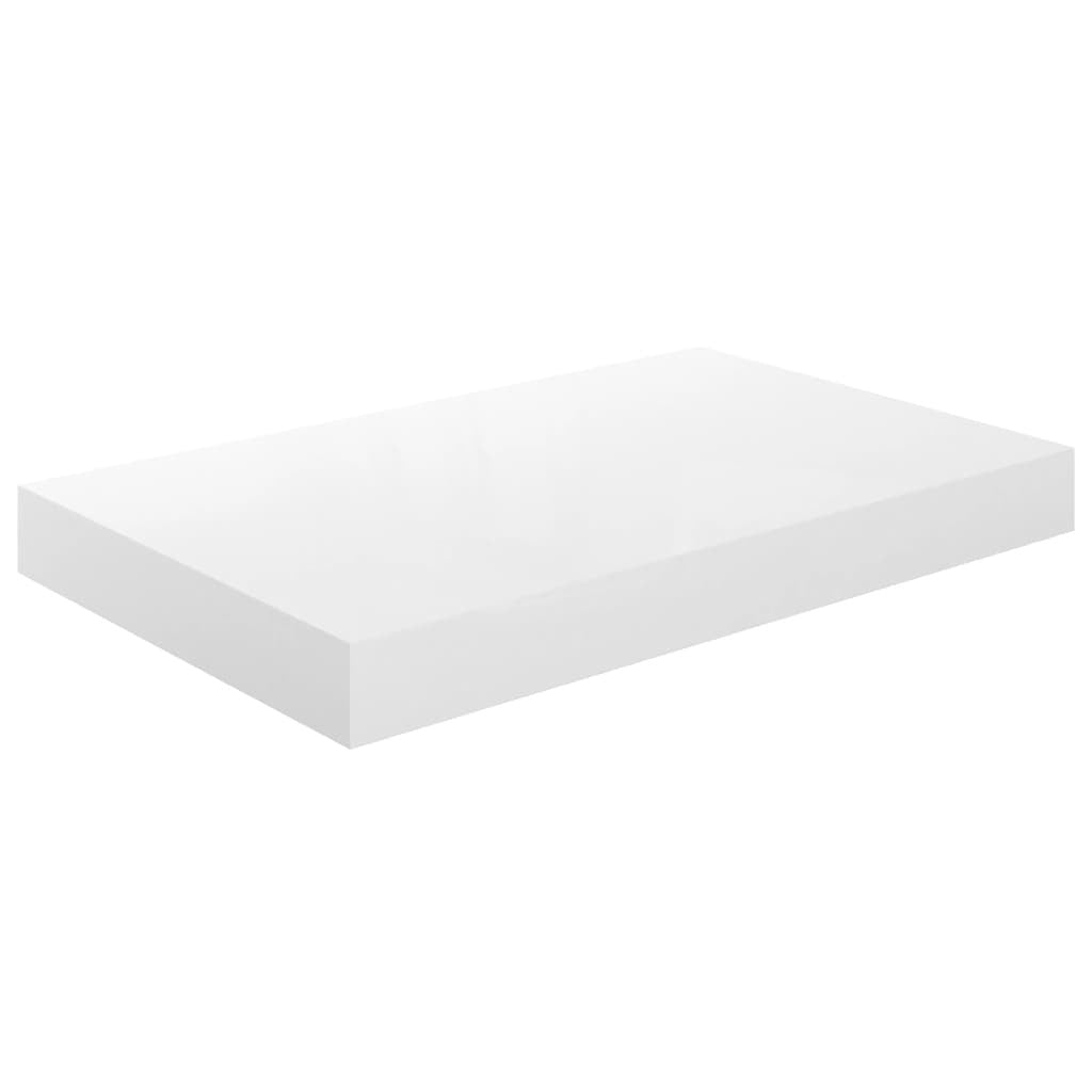 Floating Wall Shelves 2 pcs High Gloss White 15.7"x9.1"x1.5" MDF