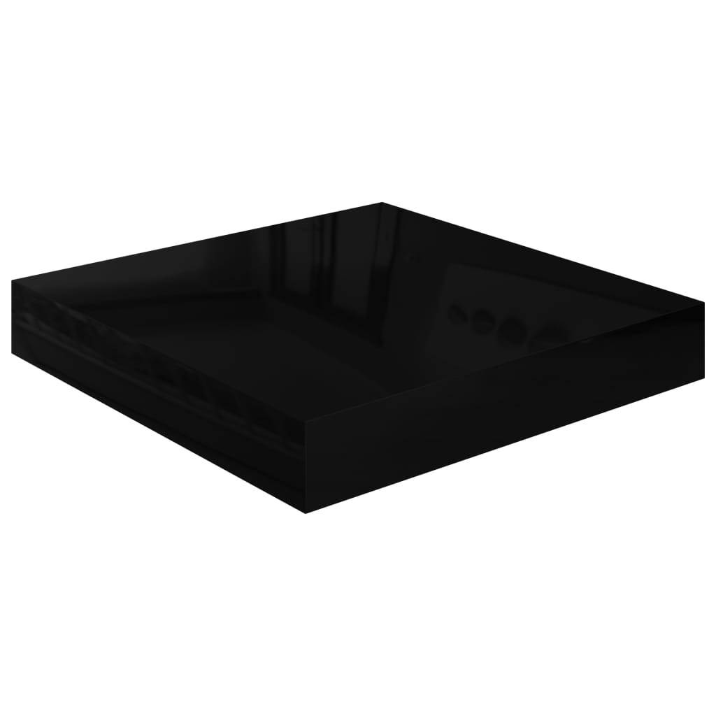 Floating Wall Shelves 4 pcs High Gloss Black 9.1"x9.3"x1.5" MDF