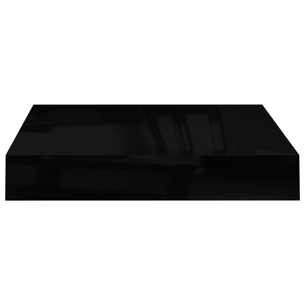Floating Wall Shelves 4 pcs High Gloss Black 9.1"x9.3"x1.5" MDF