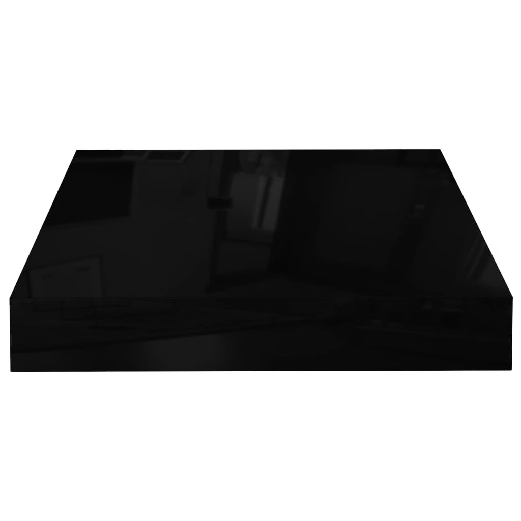 Floating Wall Shelves 4 pcs High Gloss Black 9.1"x9.3"x1.5" MDF