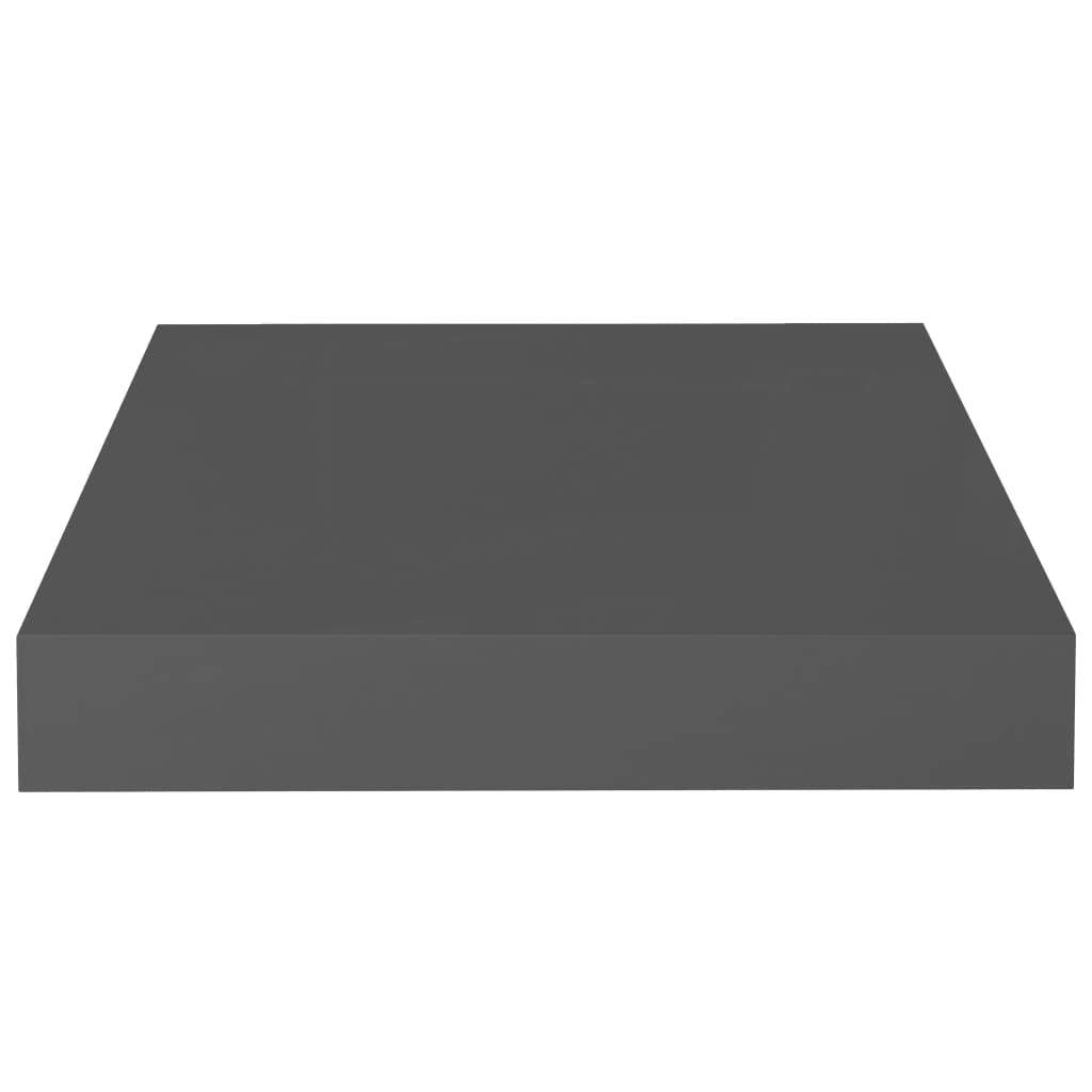 Floating Wall Shelves 2 pcs High Gloss Gray 9.1"x9.3"x1.5" MDF