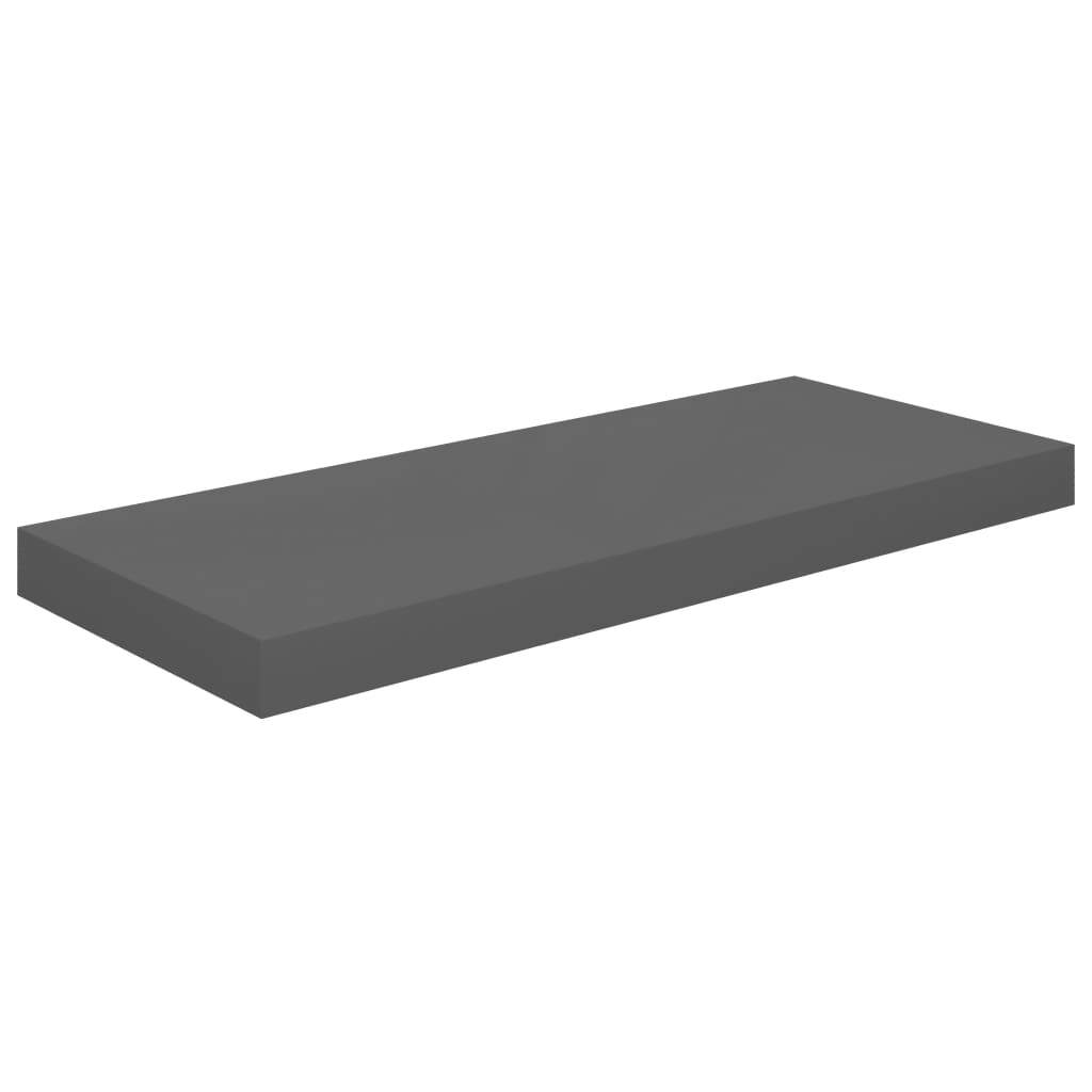 Floating Wall Shelf High Gloss Gray 23.6"x9.3"x1.5" MDF