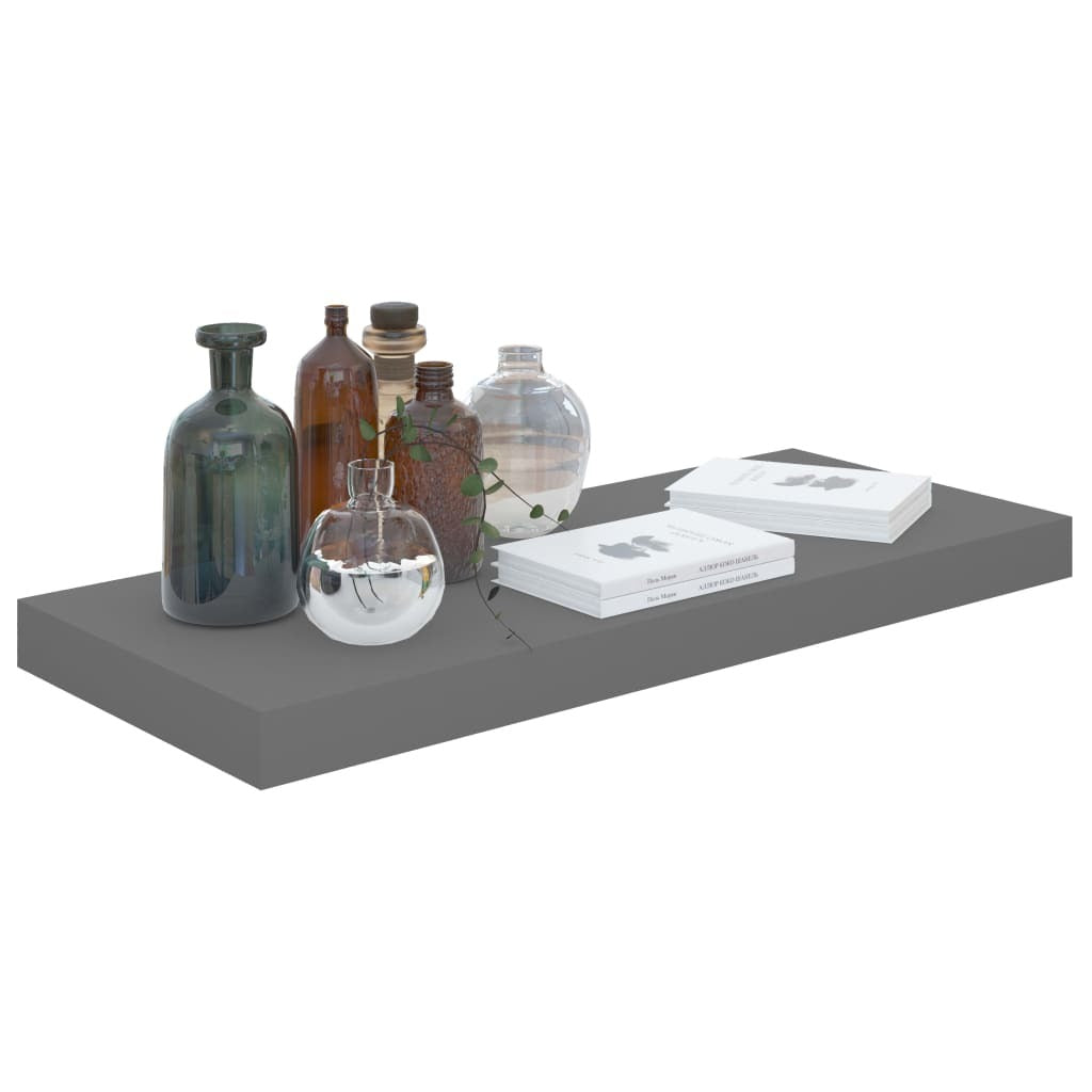 Floating Wall Shelf High Gloss Gray 23.6"x9.3"x1.5" MDF